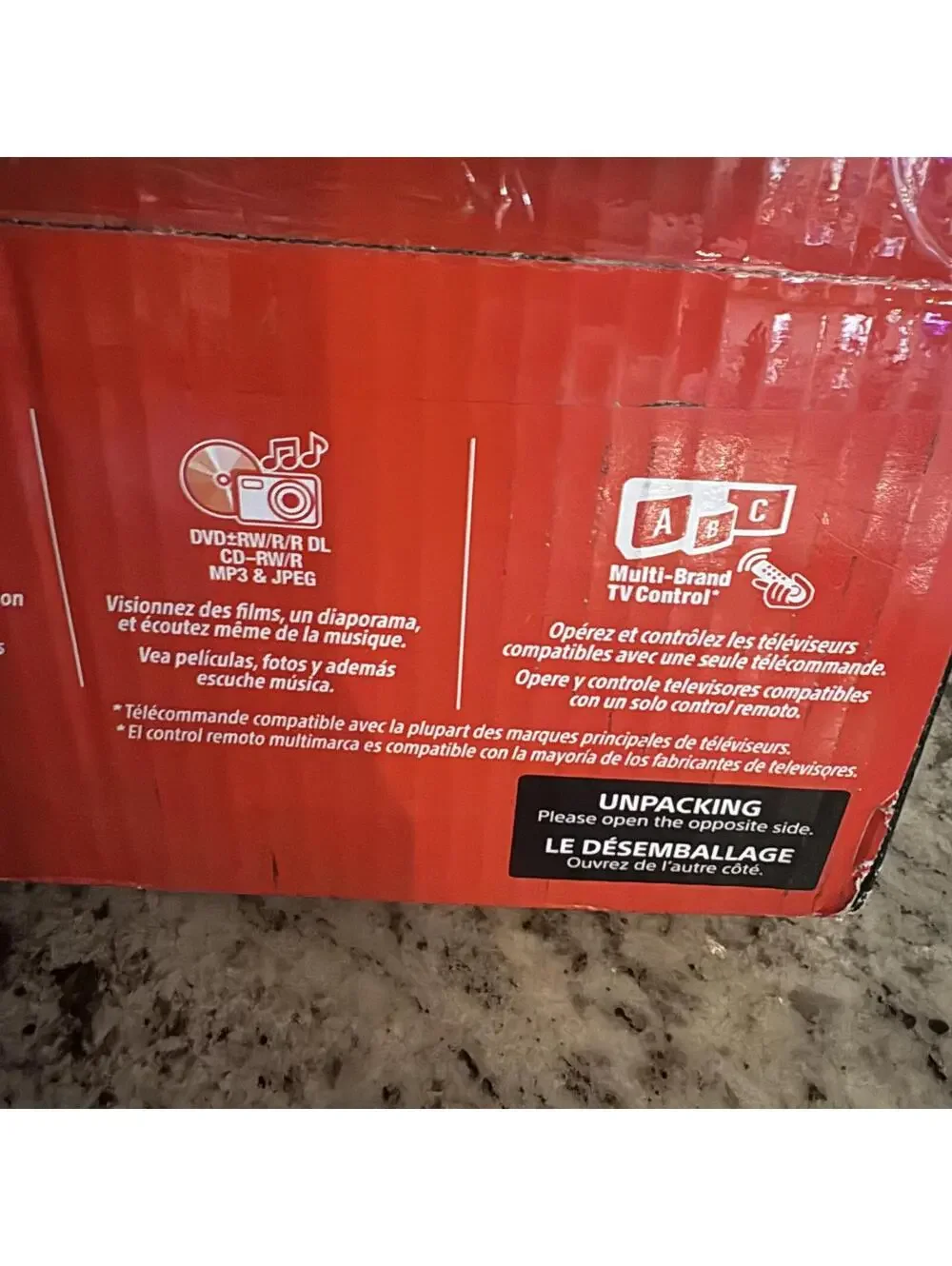 Sony opened box